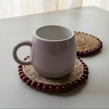 Load image into Gallery viewer, Handmade natural colour banana fibre and glass beads beaded coster crafted by artisans