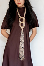 Load image into Gallery viewer, Goulu jute statement necklace with back beaded embellishment