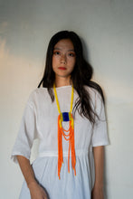Load image into Gallery viewer, Goulu statement beaded necklace in yellow and orange beads