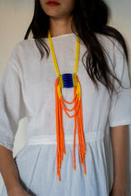Load image into Gallery viewer, Goulu statement beaded necklace in yellow and orange beads