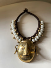 Load image into Gallery viewer, GTJ Timeless Necklace White Glass Beads & Brass Head