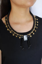 Load image into Gallery viewer, Goulu Statement Necklace Black Beads With Black Bone