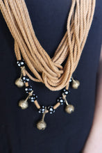Load image into Gallery viewer, Goulu Statement Necklace Natural Rope With Brass Bell