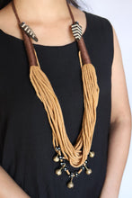 Load image into Gallery viewer, Goulu Statement Necklace Natural Rope With Brass Bell