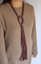 Load image into Gallery viewer, Goulu Mauve Braided Tassel Necklace