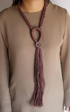 Load image into Gallery viewer, Goulu Mauve Braided Tassel Necklace
