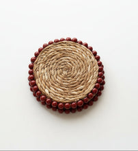 Load image into Gallery viewer, Handmade banana fibre in natural colour and beaded in glass beads crafted by artisans 

