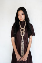 Load image into Gallery viewer, Goulu jute statement necklace with back beaded embellishment
