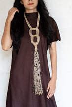 Load image into Gallery viewer, Goulu jute statement necklace with back beaded embellishment
