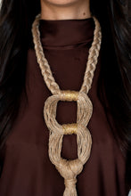 Load image into Gallery viewer, Goulu jute statement necklace with back beaded embellishment
