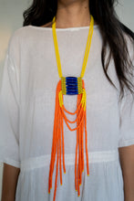 Load image into Gallery viewer, Goulu statement beaded necklace in yellow and orange beads
