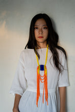 Load image into Gallery viewer, Goulu statement beaded necklace in yellow and orange beads
