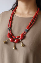 Load image into Gallery viewer, Goulu Timeless Red With Brass Bell Necklace
