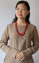 Load image into Gallery viewer, Goulu Timeless Red With Brass Bell Necklace

