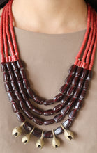 Load image into Gallery viewer, Goulu Timeless Glass Beads With Brass Bell Necklace

