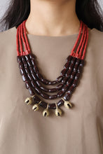 Load image into Gallery viewer, Goulu Timeless Glass Beads With Brass Bell Necklace
