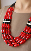Load image into Gallery viewer, Goulu Timeless Red Glass Beads Multi Strand Necklace
