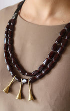Load image into Gallery viewer, Goulu Timeless Glass Beads with Brass Bell Necklace
