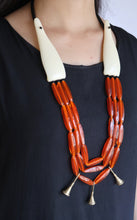 Load image into Gallery viewer, Goulu Timeless Orange Glass Beads With Brass Pendant Necklace
