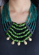 Load image into Gallery viewer, Goulu Timeless Glass Beads With Brass Pendant Necklace
