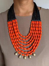 Load image into Gallery viewer, Goulu Timeless Orange and Black Multi Strand Necklace
