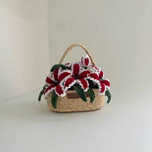 Load image into Gallery viewer, Handmade flower basket with red and white flowers 
