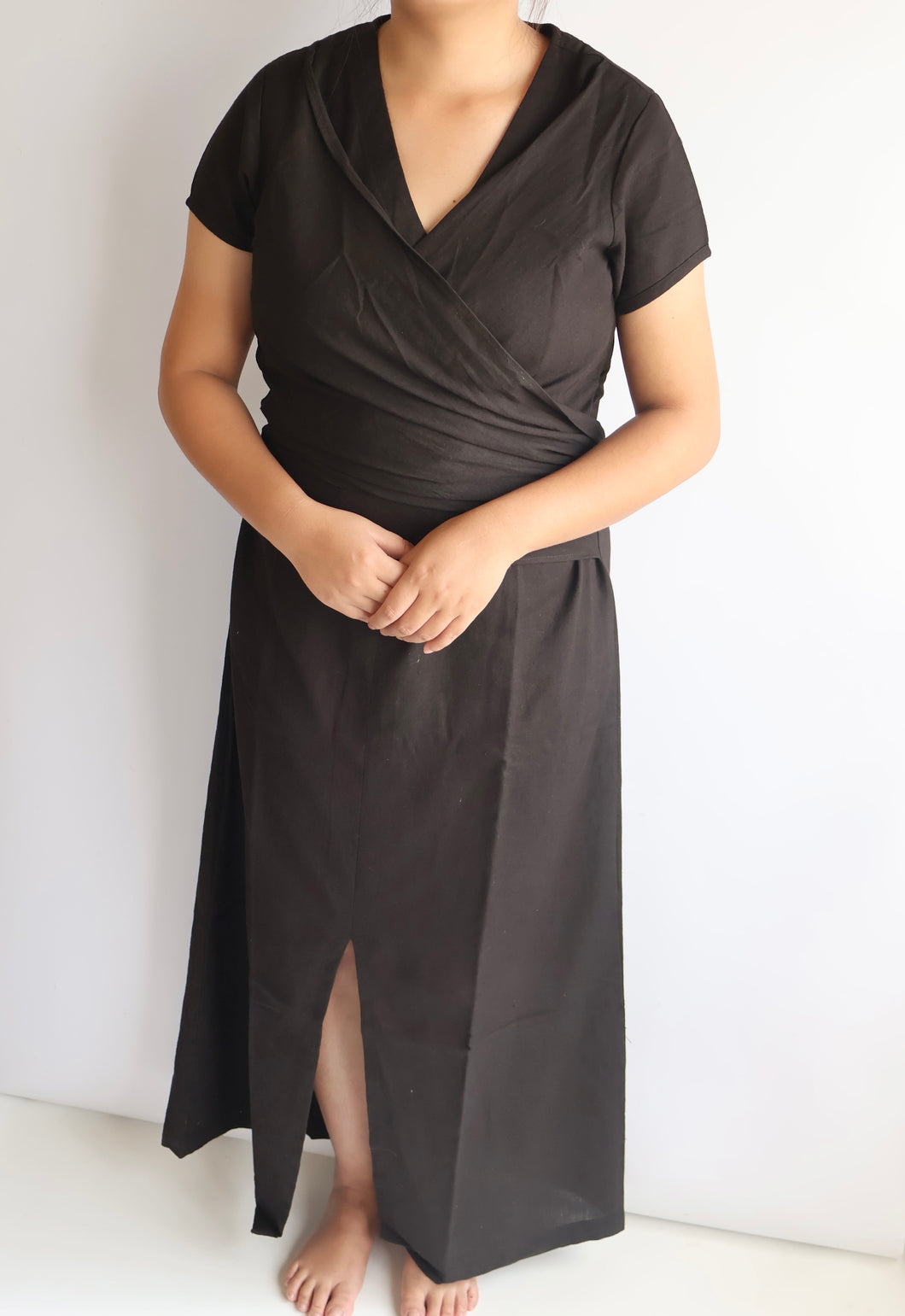 WOMEN WRAP DRESS WITH FRONT SLIT