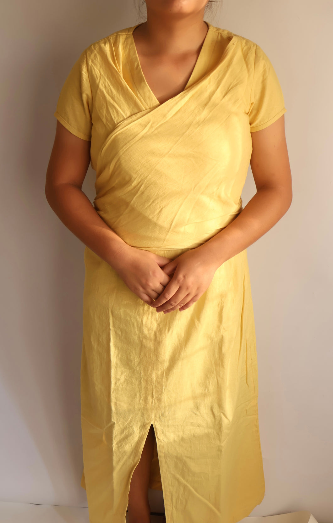 WOMEN WRAP DRESS WITH FRONT SLIT