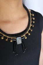 Load image into Gallery viewer, Goulu Statement Necklace Black Beads With Black Bone
