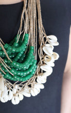 Load image into Gallery viewer, Goulu Statement Necklace With Green Beads and Shells
