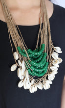 Load image into Gallery viewer, Goulu Statement Necklace With Green Beads and Shells
