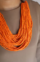 Load image into Gallery viewer, Goulu Orange Beaded Statement Necklace
