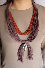 Load image into Gallery viewer, Goulu Rust &amp; Mauve Layered Statement Necklace
