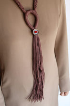 Load image into Gallery viewer, Goulu Mauve Braided Tassel Necklace
