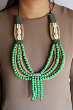 Load image into Gallery viewer, Goulu Green Beaded Shell Necklace
