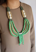Load image into Gallery viewer, Goulu Green Beaded Shell Necklace
