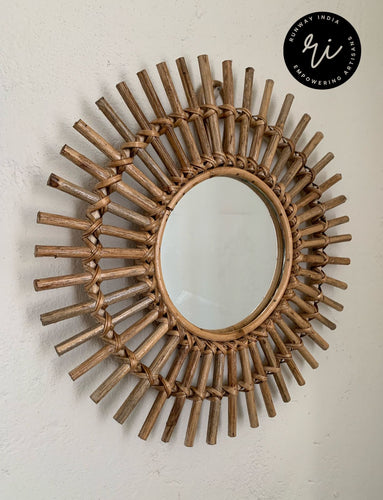 Rattan Cane Wall Hanging Mirror