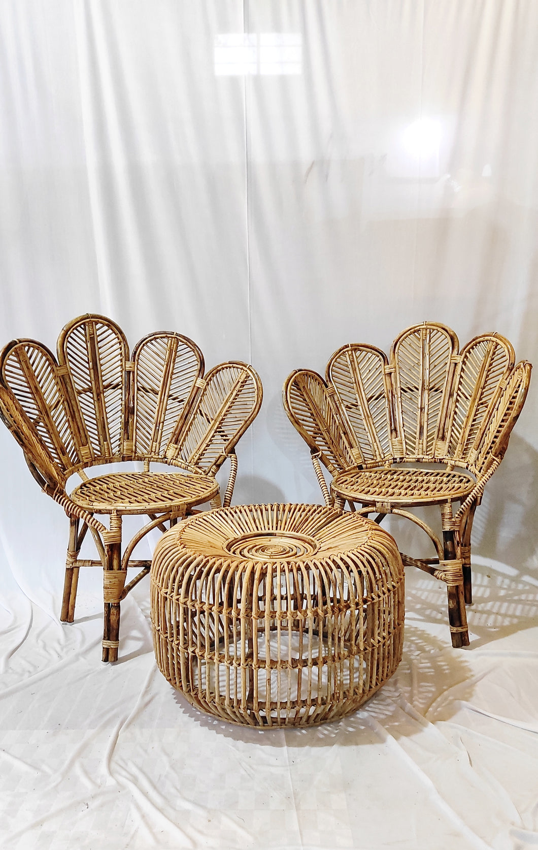 Cane Flower chair and table set